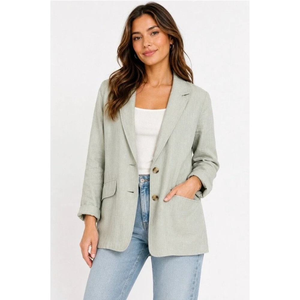 NWT Madewell Breezewoven Larsen Linen Blend Blazer Sage Green Medium Office